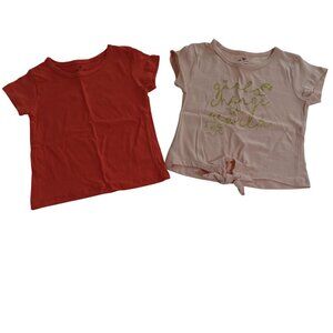 Lot of 2 One Step Up T-Shirts Pink Graphic and Solid Salmon Girls Size 4T